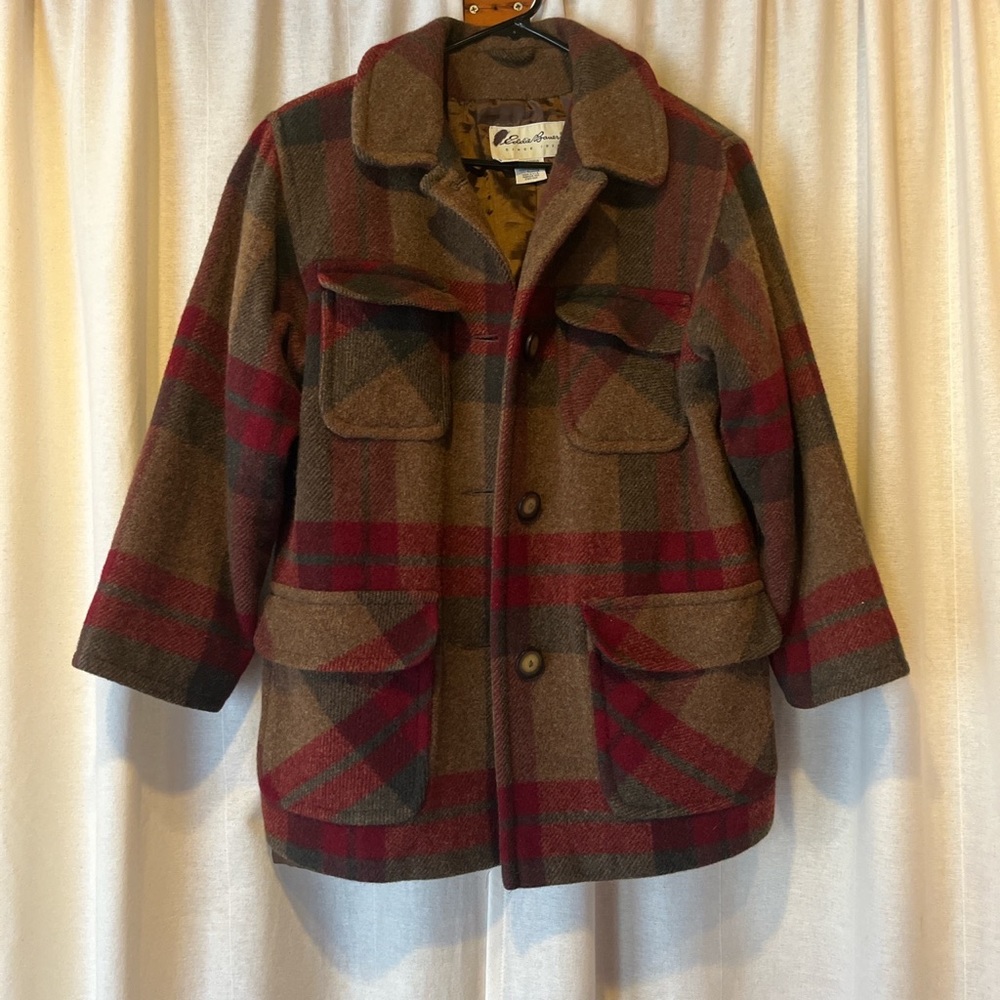 Vintage Eddie Bauer plaid wool coat